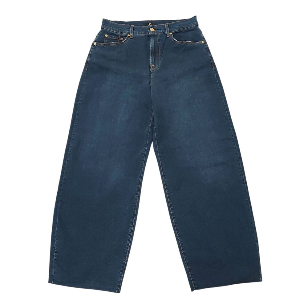7 For All Mankind Jeans Womens 30x31 Blue Bonnie Curvilinear Long Beach Barrel